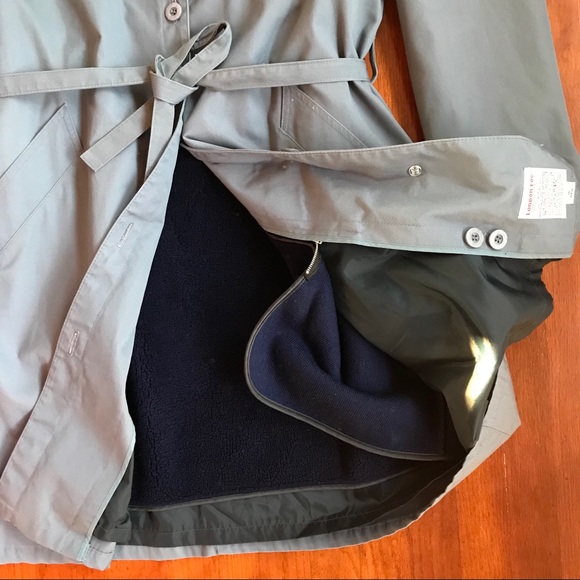 Sold Vtg London Fog Hooded Trench Coat Gray Belted - Picture 6 of 8